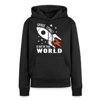 Voyage dans l'espace du monde - Sweat à capuche Premium bio Femme - noir - Devant - Julia (174cm)