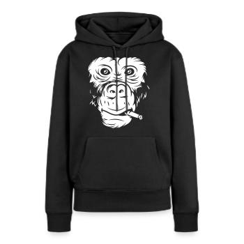 Cooles Affengesicht mit Zigarette - Frauen Premium Bio Hoodie - Schwarz - Vorne - Julia (174cm)