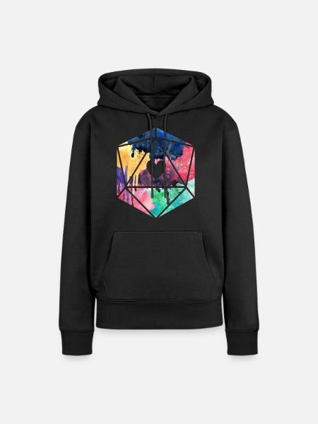 D20 Aquarell - Frauen Premium Bio Hoodie - Schwarz