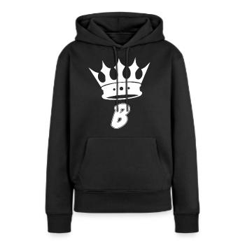 Lettre B King - Sweat à capuche Premium bio Femme - noir - Devant - Julia (174cm)