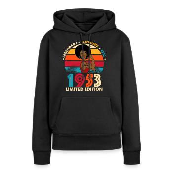 Frau Afro Jahrgang 1953 - Frauen Premium Bio Hoodie - Schwarz - Vorne - Julia (174cm)