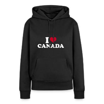 J’aime le Canada Kanada - Sweat à capuche Premium bio Femme - noir - Devant - Julia (174cm)