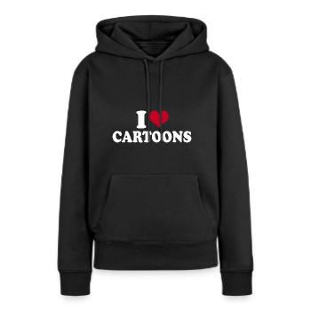 J’adore les dessins animés - Sweat à capuche Premium bio Femme - noir - Devant - Julia (174cm)
