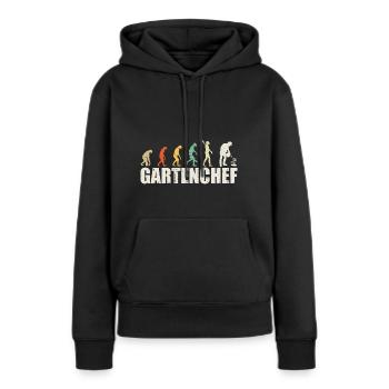 Gartenchef Evolution Gärtner - Frauen Premium Bio Hoodie - Schwarz - Vorne - Julia (174cm)