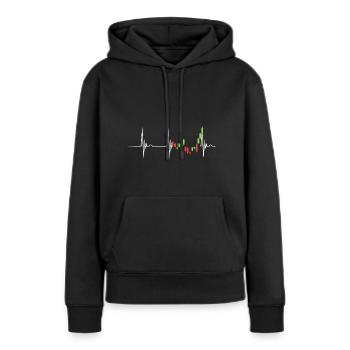 Day Trading Herzschlag EKG Puls Stock Market Trade - Frauen Premium Bio Hoodie - Schwarz - Vorne - Julia (174cm)