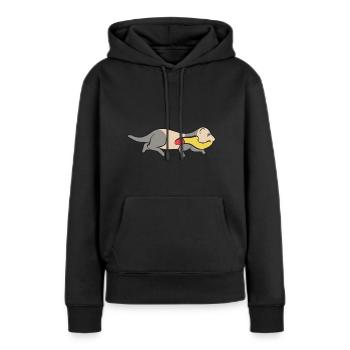 Furet, propriétaire de furet - Sweat à capuche Premium bio Femme - noir - Devant - Julia (174cm)