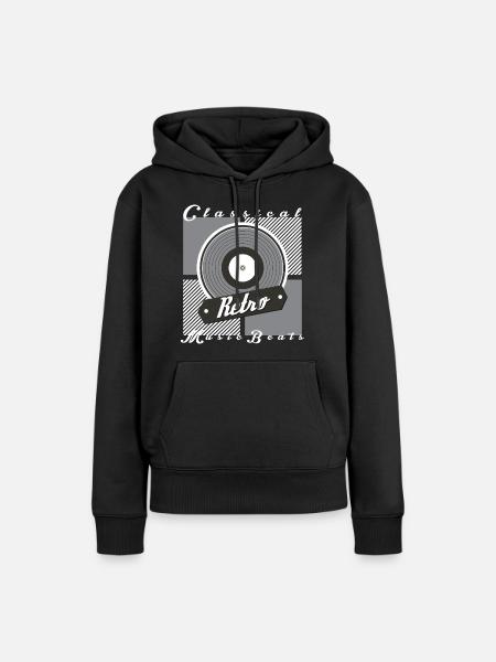 Retro Musik - Frauen Premium Bio Hoodie - Schwarz