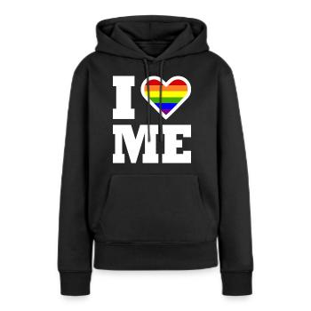 I love me - Frauen Premium Bio Hoodie - Schwarz - Vorne - Julia (174cm)