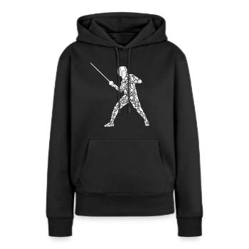 Escrime Symboles d’escrime Épée Escrime - Sweat à capuche Premium bio Femme - noir - Devant - Julia (174cm)