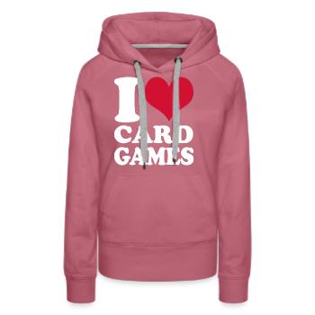 Kartenspiel Kartenspieler I Love Card Games - Frauen Premium Bio Hoodie - Malve - Vorne - Isabella (175cm)