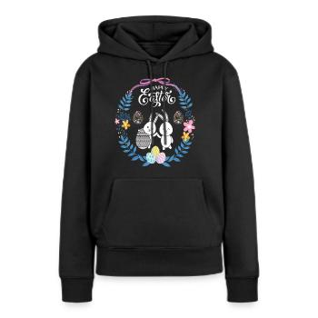Joyeuses Pâques - Sweat à capuche Premium bio Femme - noir - Devant - Julia (174cm)
