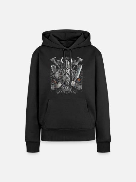Odin - Frauen Premium Bio Hoodie - Schwarz