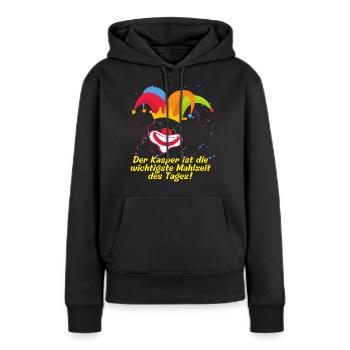 Der Kasper ist die wichtigste Mahlzeit des Tages. - Frauen Premium Bio Hoodie - Schwarz - Vorne - Julia (174cm)