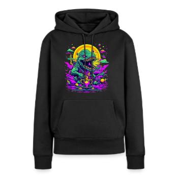 coffee Dream - Frauen Premium Bio Hoodie - Schwarz - Vorne - Julia (174cm)