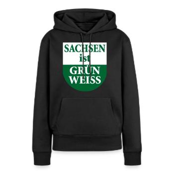 La Saxe est un drapeau vert blanc de l’État - Sweat à capuche Premium bio Femme - noir - Devant - Julia (174cm)