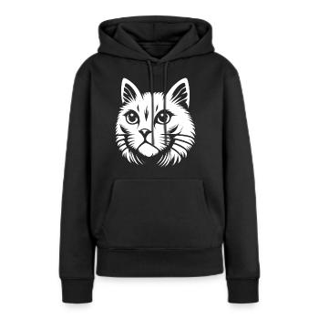 White cat - Women’s Premium Organic Hoodie - black - Front - Julia (174cm)