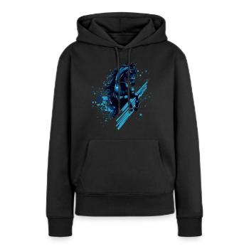 Cheval Sport équestre Cavalier Cavalier - Sweat à capuche Premium bio Femme - noir - Devant - Julia (174cm)