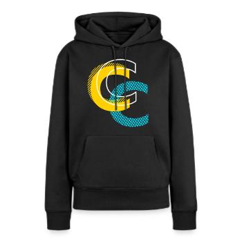Lettre initiale C - Sweat à capuche Premium bio Femme - noir - Devant - Julia (174cm)