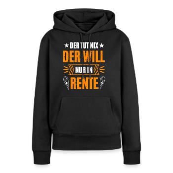 Pyro à la retraite - Sweat à capuche Premium bio Femme - noir - Devant - Julia (174cm)