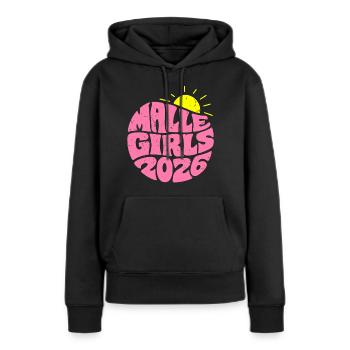Malle 2026 Malle Girls - Frauen Premium Bio Hoodie - Schwarz - Vorne - Julia (174cm)