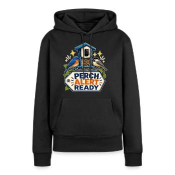 ALERTE PERCHOIR PRÊTE - Sweat à capuche Premium bio Femme - noir - Devant - Julia (174cm)