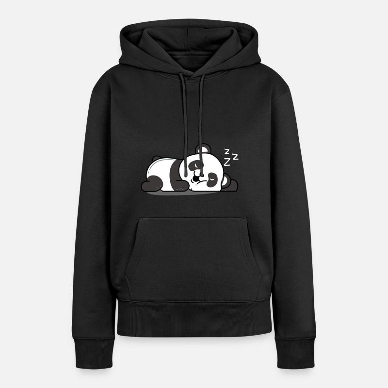 Panda endormi - Sweat à capuche Premium bio Femme - noir