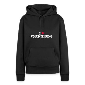 Ehrenamt Soziales Engagement I Love Volunteering - Frauen Premium Bio Hoodie - Schwarz - Vorne - Julia (174cm)