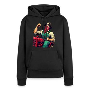 Tracteur Vintage Révolutionnaire Rural - Sweat à capuche Premium bio Femme - noir - Devant - Julia (174cm)