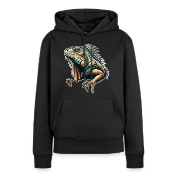 Iguane - Sweat à capuche Premium bio Femme - noir - Devant - Julia (174cm)
