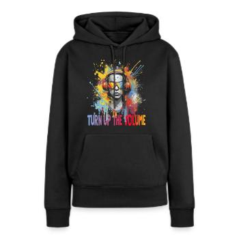 Augmentez le volume Hip Hop Music - Sweat à capuche Premium bio Femme - noir - Devant - Julia (174cm)