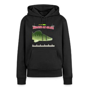 Rheinangler Buhne Zander - Frauen Premium Bio Hoodie - Schwarz - Vorne - Julia (174cm)