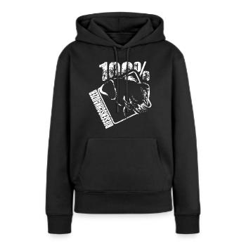 géant 100 - Sweat à capuche Premium bio Femme - noir - Devant - Julia (174cm)
