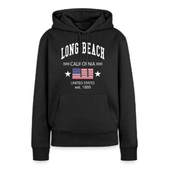 Plage de Long - Sweat à capuche Premium bio Femme - noir - Devant - Julia (174cm)