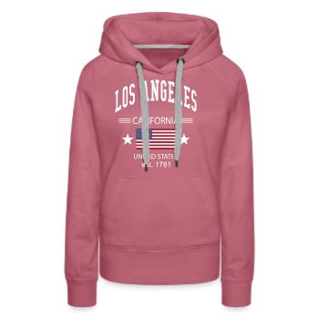 Los Angeles - Frauen Premium Bio Hoodie - Malve - Vorne - Isabella (175cm)