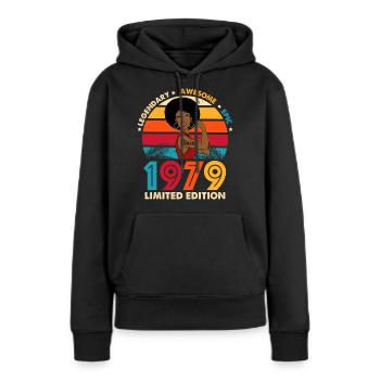 1979 Anniversary Woman Afro Limited Edition - Frauen Premium Bio Hoodie - Schwarz - Vorne - Julia (174cm)