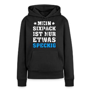 Sixpack Speckig - Frauen Premium Bio Hoodie - Schwarz - Vorne - Julia (174cm)