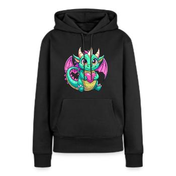 Dragon coloré - Sweat à capuche Premium bio Femme - noir - Devant - Julia (174cm)
