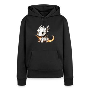 Kleiner weißer süßerDrache - Frauen Premium Bio Hoodie - Schwarz - Vorne - Julia (174cm)