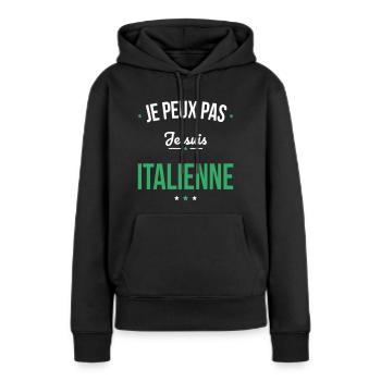 Je peux pas je suis Italienne - Sweat à capuche Premium bio Femme - noir - Devant - Julia (174cm)