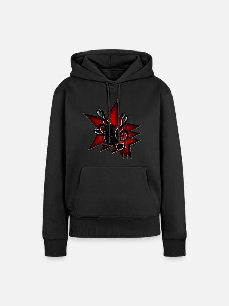 Sterne Gitarre Notenschlüssel - Frauen Premium Bio Hoodie - Schwarz