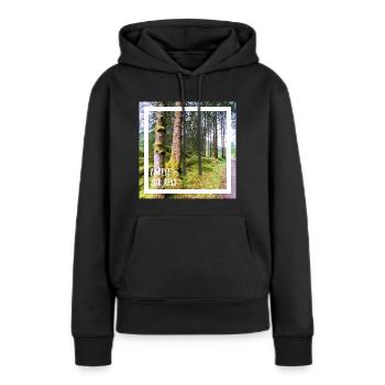 Forest = For rest. Wald = ausruhen, zur Ruhe komme - Frauen Premium Bio Hoodie - Schwarz - Vorne - Julia (174cm)
