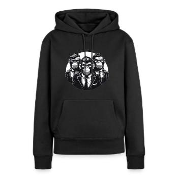Les trois singes en costume - Sweat à capuche Premium bio Femme - noir - Devant - Julia (174cm)