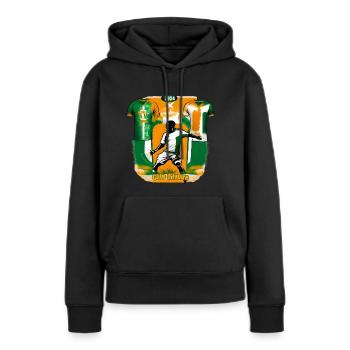 Triomphe Rayonnant cote d'ivoire - Sweat à capuche Premium bio Femme - noir - Devant - Julia (174cm)