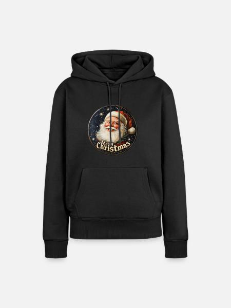 Retro Santa Design - Frauen Premium Bio Hoodie - Schwarz