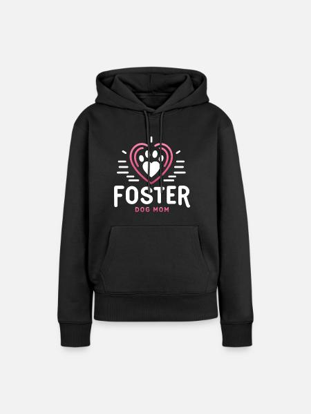 Pflegehund-Mama Herzliche Bindung - Frauen Premium Bio Hoodie - Schwarz