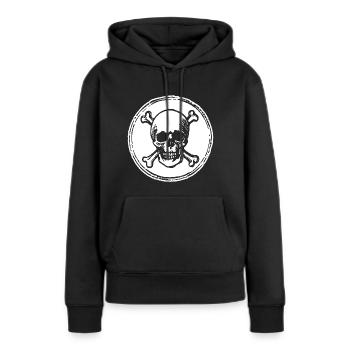 Pirate crâne et os - Sweat à capuche Premium bio Femme - noir - Devant - Julia (174cm)