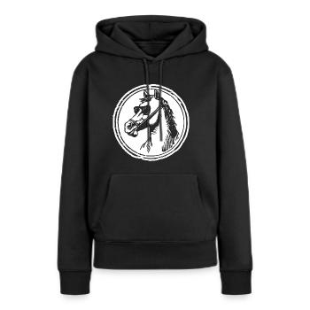 Cheval Chevaux Tête de cheval - Sweat à capuche Premium bio Femme - noir - Devant - Julia (174cm)