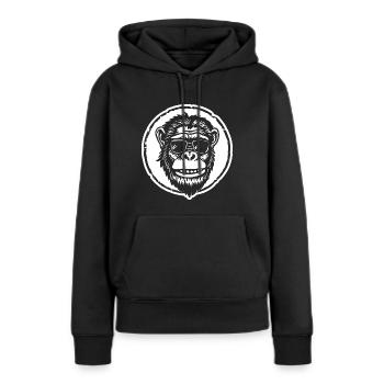 Affe Affengesicht - Frauen Premium Bio Hoodie - Schwarz - Vorne - Julia (174cm)