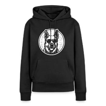 Schäferhund Hund Hundekopf - Frauen Premium Bio Hoodie - Schwarz - Vorne - Julia (174cm)