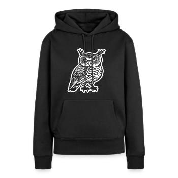hibou hibou hibou oiseau - Sweat à capuche Premium bio Femme - noir - Devant - Julia (174cm)